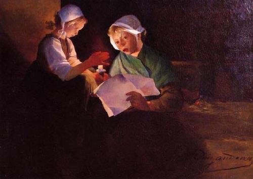 unknow artist Reading oil painting image